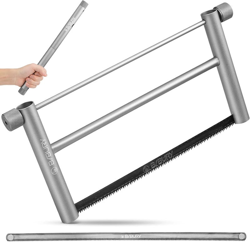 BIBURY Folding Hand Saw Outdoor Survival Tools, Portable Folding Wood Saw with 2pcs Replaceable 12.4” Blade & Buckle Cloth Bag, Aluminium Alloy Camping Pruning Tree Hand Saw for Gardening - Image 1